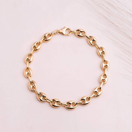 18K Pulsera Oro Amarillo Calabrote Hueco Ancho: 7,5 Mm. Largo: 21Cm