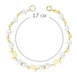 18K Pulsera Oro Amarillo Comunion Perla 5 Mm 17Cm