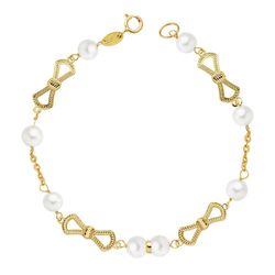 18K Pulsera Oro Amarillo Comunion Perla 5.5 Mm 17.50Cm