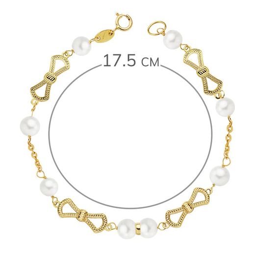 18K Pulsera Oro Amarillo Comunion Perla 5.5 Mm 17.50Cm