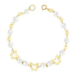 18K Pulsera Oro Amarillo Comunion Perla 5.5 Mm 17Cm