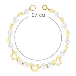 18K Pulsera Oro Amarillo Comunion Perla 5.5 Mm 17Cm