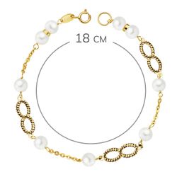 18K Pulsera Oro Amarillo Comunion Perla 5.5 Mm 18Cm