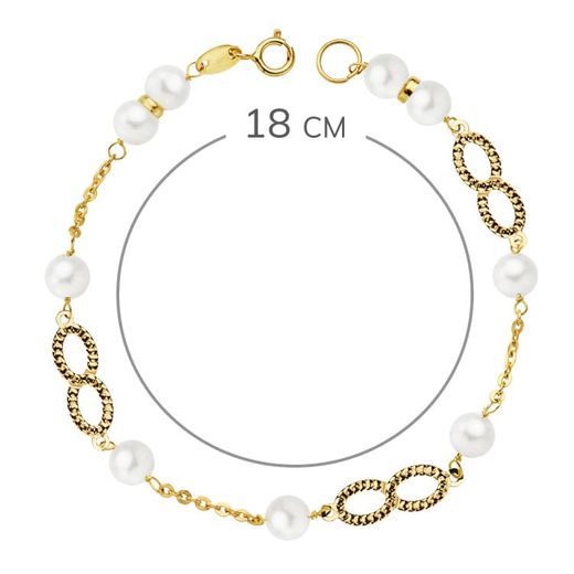 18K Pulsera Oro Amarillo Comunion Perla 5.5 Mm 18Cm