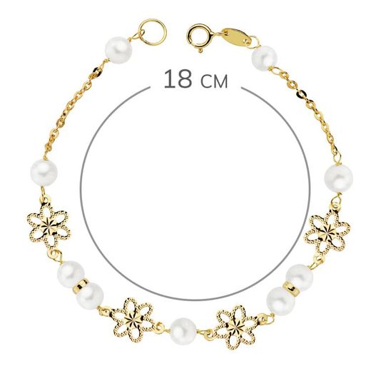 18K Pulsera Oro Amarillo Comunion Perla 5.5 Mm 18Cm