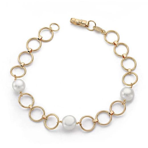 18K Pulsera Oro Amarillo Comunion Perla Cultivada Redonda 18Cm