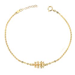 18K Pulsera Oro Amarillo Con Cruz Caravaca 19X9 Mm. Largo: 18 3 Cm