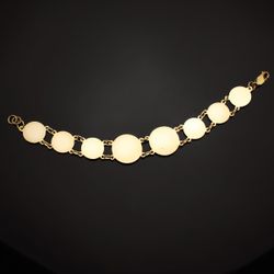 18K Pulsera Oro Amarillo Con Medusas De 20 Y 15 Mm Largo 20.5 Cm