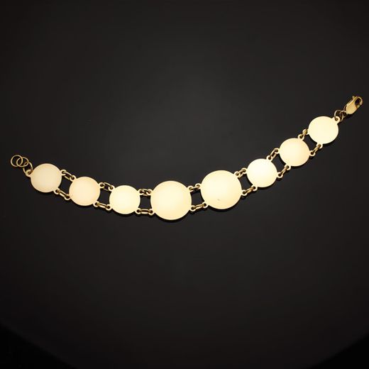 18K Pulsera Oro Amarillo Con Medusas De 20 Y 15 Mm Largo 20.5 Cm