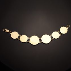 18K Pulsera Oro Amarillo Con Medusas De 25 Y 20 Mm En Brillo Largo 20.5 Cm