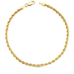 18K Pulsera Oro Amarillo Cordon Salomonico. Ancho 2,7 Mm Largo 19Cm