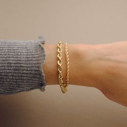 18K Pulsera Oro Amarillo Cordon Salomonico. Ancho 2,7 Mm Largo 19Cm