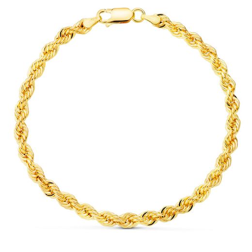 18K Pulsera Oro Amarillo Cordon Salomonico. Ancho 4,3 Mm Largo 19Cm