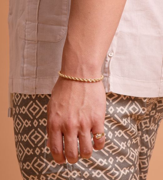 18K Pulsera Oro Amarillo Cordon Salomonico. Ancho 4.3 Mm Largo 20Cm