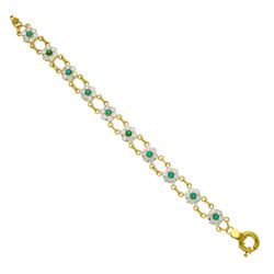 18K Pulsera Oro Amarillo Cuajos Circonitas