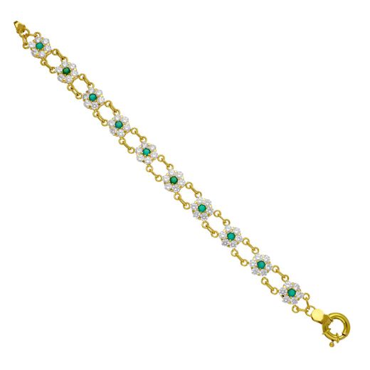18K Pulsera Oro Amarillo Cuajos Circonitas