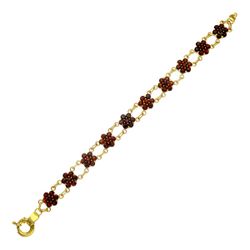 18K Pulsera Oro Amarillo Cuajos De Granates