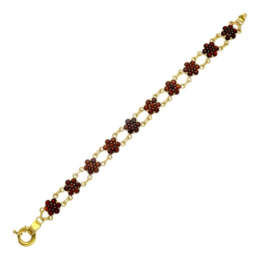 18K Pulsera Oro Amarillo Cuajos De Granates