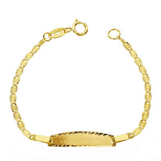 18K Pulsera Oro Amarillo Esclava Tallada 12Cm Cierre Reasa