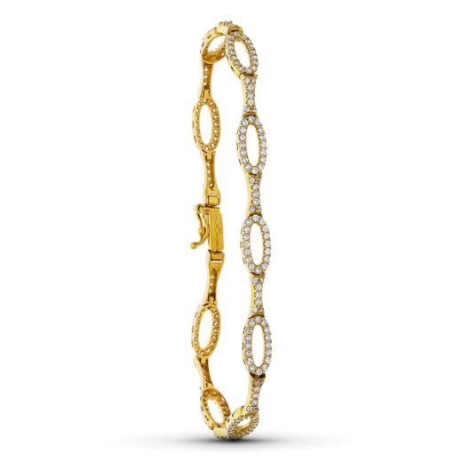 18K Pulsera Oro Amarillo Eslabones Circonita 19Cm