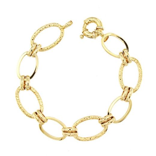 18K Pulsera Oro Amarillo Eslabones Hueco 19Cm