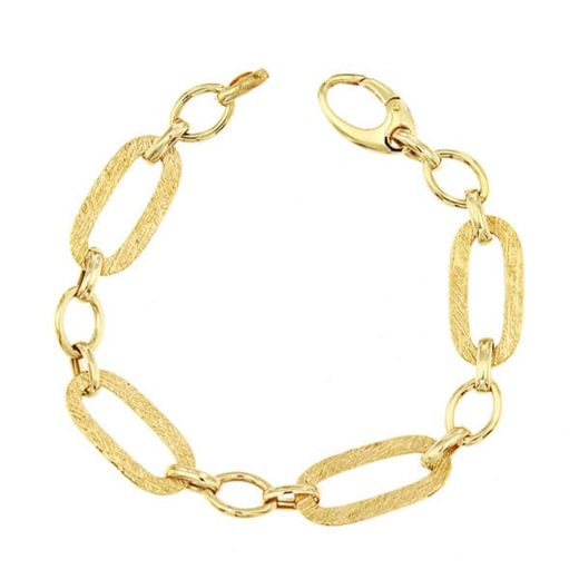 18K Pulsera Oro Amarillo Eslabones Huecos Longitud Total 19.5 Cm