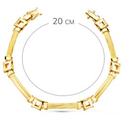 18K Pulsera Oro Amarillo Eslabones Y Cuadrados Ancho 8 Mm Largo 20Cm