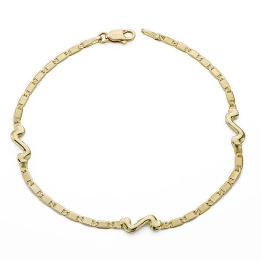 18K Pulsera Oro Amarillo Fina Motivo. 18Cm