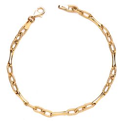18K Pulsera Oro Amarillo Hueca Eslabon Y Tramo Ancho: 4 Mm. Largo: 19Cm