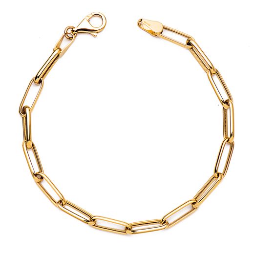 18K Pulsera Oro Amarillo Hueca Eslabones Ancho: 4 Mm. Largo: 19Cm
