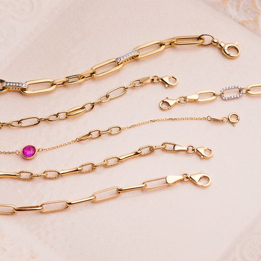 18K Pulsera Oro Amarillo Hueca Eslabones Ancho: 4,5 Mm. Largo: 20Cm