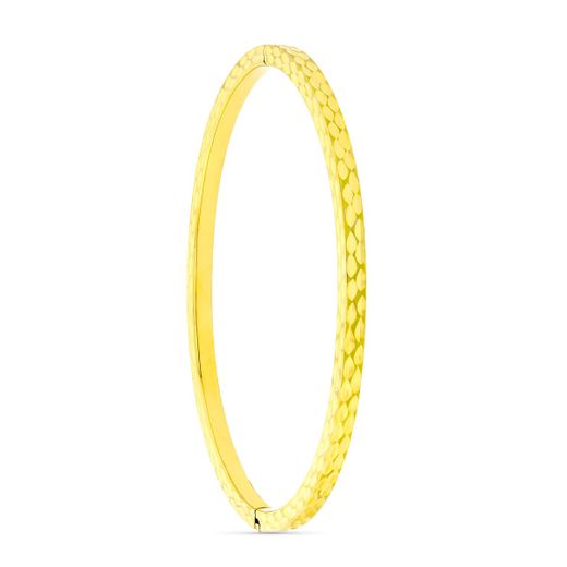 18K Pulsera Oro Amarillo Media Caña Tallada 20Cm