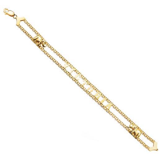 18K Pulsera Oro Amarillo Nombre Elefantes. Ancho: 10Mm. Largo: 19Cm