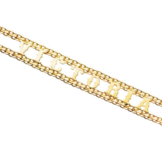 18K Pulsera Oro Amarillo Nombre Elefantes. Ancho: 10Mm. Largo: 19Cm