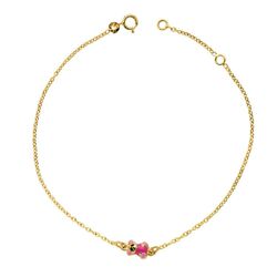 18K Pulsera Oro Amarillo Oso Esmalte 18Cm
