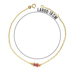 18K Pulsera Oro Amarillo Oso Esmalte 18Cm