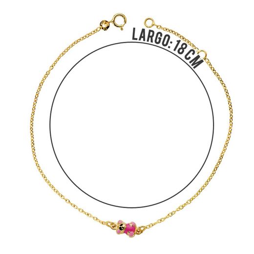 18K Pulsera Oro Amarillo Oso Esmalte 18Cm