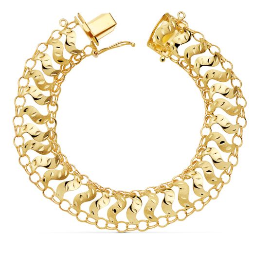 18K Pulsera Oro Amarillo Princesa 20.5 Cm Ancho 13 Mm 13.85 Gr