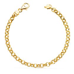 18K Pulsera Oro Amarillo Rolo Hueca Ancho 5 Mm Largo 19Cm