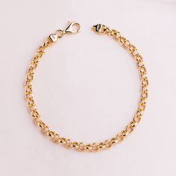 18K Pulsera Oro Amarillo Rolo Hueca Ancho 5 Mm Largo 19Cm
