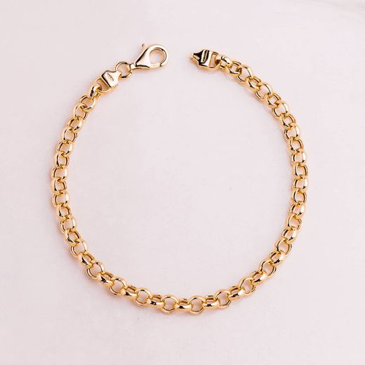 18K Pulsera Oro Amarillo Rolo Hueca Ancho 5 Mm Largo 19Cm