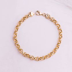18K Pulsera Oro Amarillo Rolo Hueca Ancho 5,5 Mm Largo 19Cm