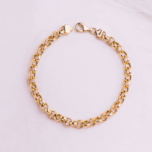 18K Pulsera Oro Amarillo Rolo Hueca Ancho 5,5 Mm Largo 19Cm