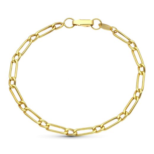 18K Pulsera Oro Amarillo Uno Por Uno Hueca
