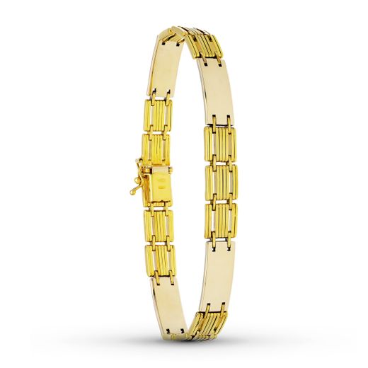 18K Pulsera Oro Bicolor Caballero Longitud 19Cm Ancho 8 Mm
