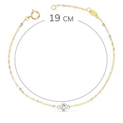 18K Pulsera Oro Bicolor Chaton De Rombo Con Diamante 0,015 Qts. Vs2-G 19Cm