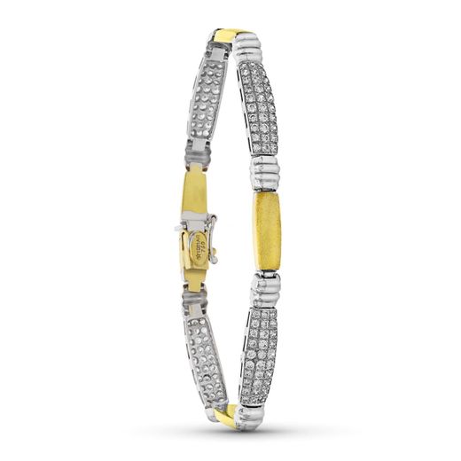 18K Pulsera Oro Bicolor Circonita Estampacion