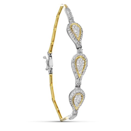 18K Pulsera Oro Bicolor Circonita Motivos 19Cm