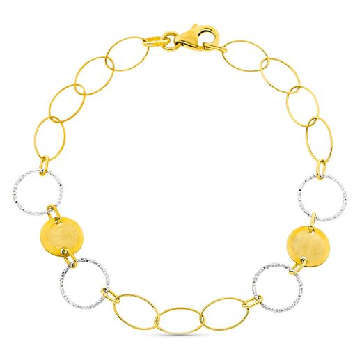 18K Pulsera Oro Bicolor Circulos Ancho 9 Mm Largo 18Cm
