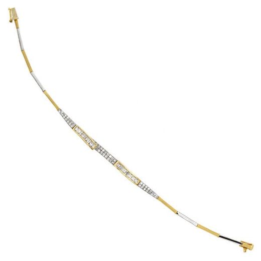 18K Pulsera Oro Bicolor Con Circonita 20Cm